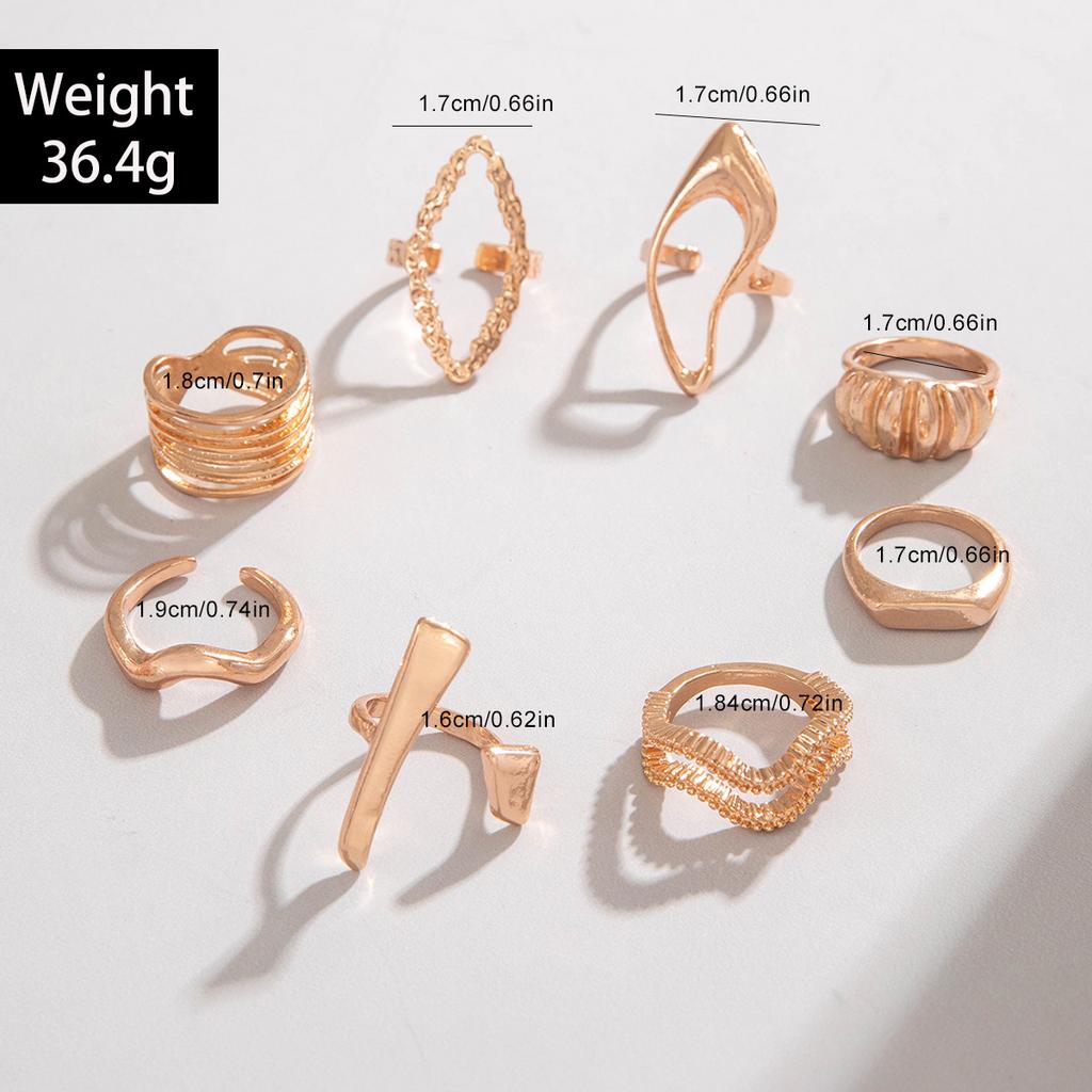 Fashionable irregular geometric openwork ring set design sense peach heart butterfly opening ring for women