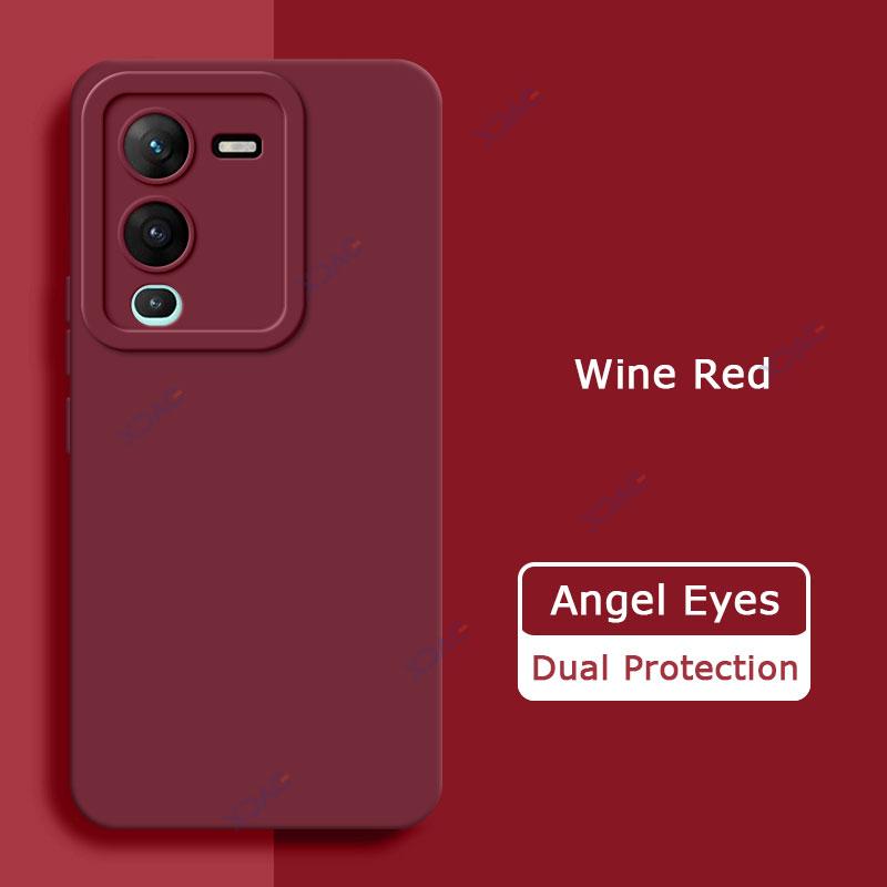 

Angel Eyes Square Liquid Silicone Back Cover для VIVO V25 Pro 5G Global Phone Case VIVOV25Pro VIVOV25 V25Pro Soft Shield Armor VIVO V25 Pro вино красного