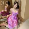 Sexy Woman, High-end Deep V Breast-showing Erotic Underwear Pure Desire Suspender Plus Size Pajamas