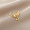 Real Gold Korean Version Super Flash Zircon Pig Nose Coin Ring Opening Adjustable Simple Hand Japanese Ring