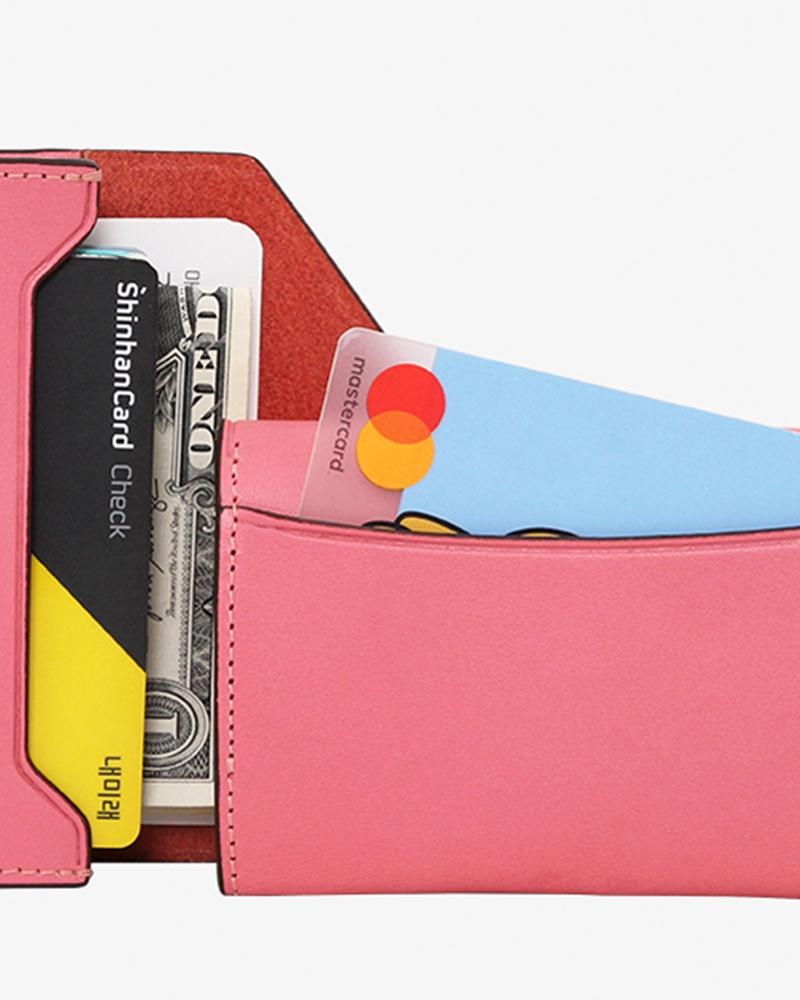 Matt [Refurbished] Toscana Full Grain Leather V Business Card Holder Pink