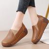 Hollow-out Women PU Leather Casual Shoes Fashion Wedge Heels Platform Shoes Slip-on Loafers Mother Shoes