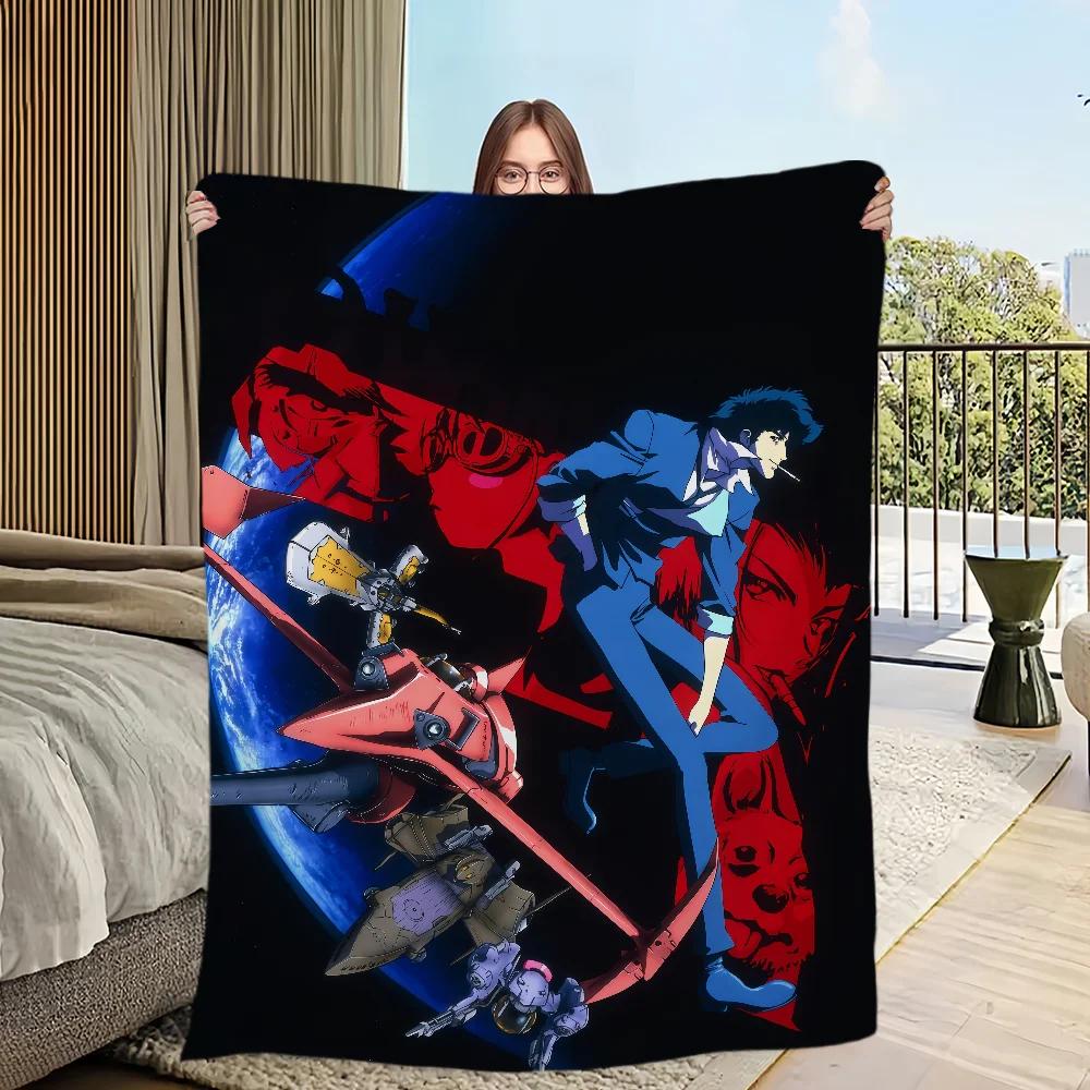 Warm Plush Anime Flannel Blanket for Living Room Sofa TV Office Bedroom Travel Gift CCOWBOY BBEBOP Series