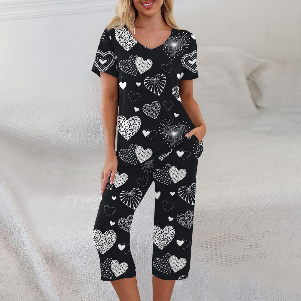 2 Piece Sets For Women Summer Short Sleeve Top And Pants With Pockets Workout Soft Sets