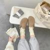Women's Spring Summer Thin Vintage Cream Curled-edge Polka Dot Mid-tube Socks Uses For Artistic Socks Women's Clothing