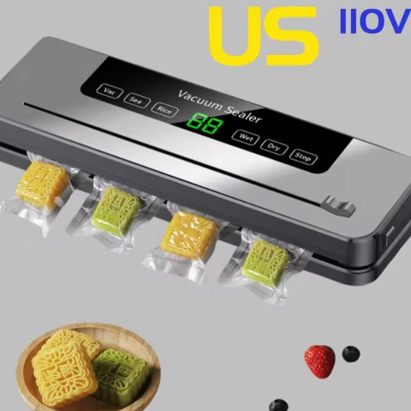 

Вакуумный упаковщик Кухонный прибор для хранения продуктов Сухой/Влажный режим Вакуумная упаковочная машина Бытовой упаковщик свежих продуктов Встроенный резак US