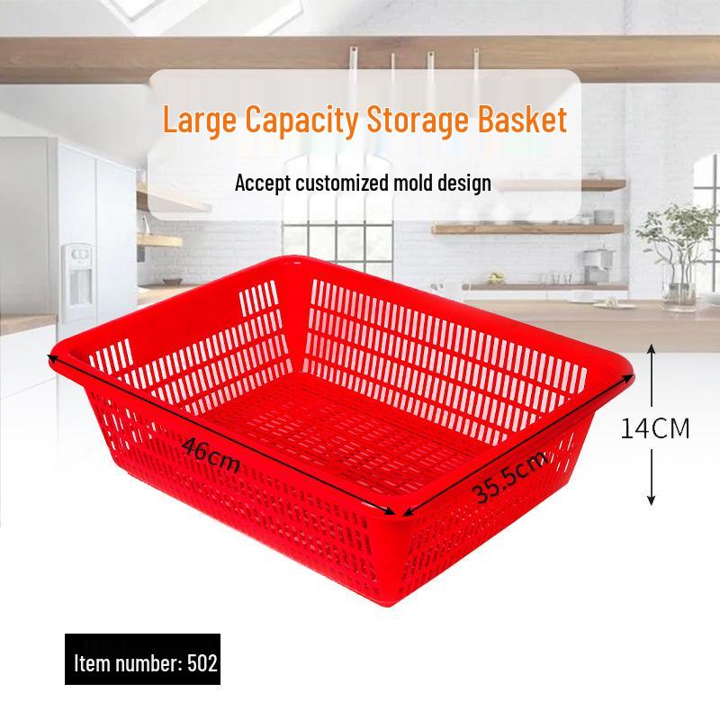 

Утолщенная кухонная корзина для мытья и хранения овощей с дренажем - Идеально подходит для ресторанов, детских садов и сбора фруктов 46*35.5*14 cm красный