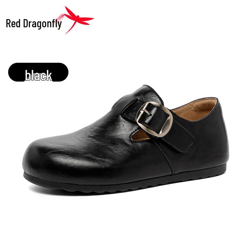 Red Dragonfly Women s Summer Flat Leather Shoes: Stylish, Height-Enhancing, Genuine Leather Casuals 37