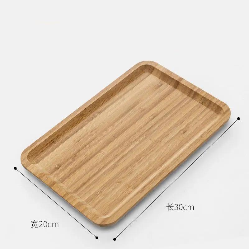 Bamboo Wooden Storage Tray Square Tea Coffee Cup Tray Breakfast Dinner Plate Bread Fruit Cake Food Serving Tray On Sale