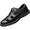 Summer new men's sandals hollow breathable beach shoes leather shoes casual leather hole shoes
