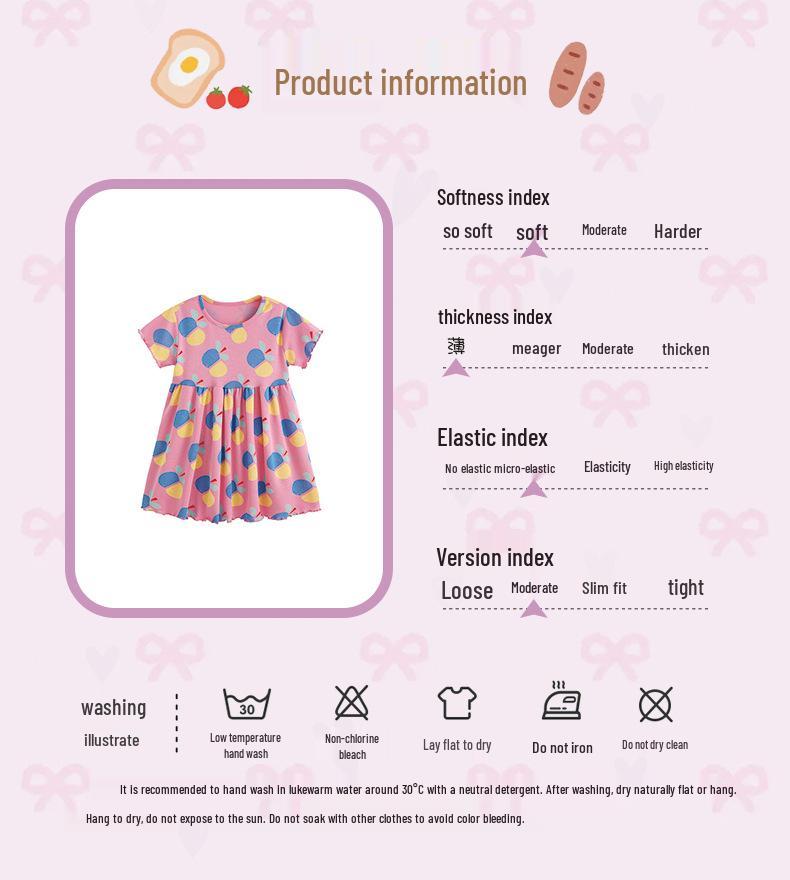 Malwee Girls' Summer Princess Dress - Stylish Printed Round Neck Short Sleeve for Kids