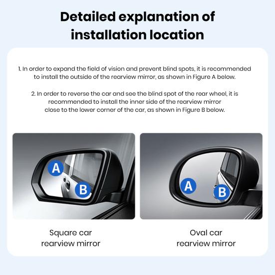 1 Pair Car Blind Spot Mirror Round Suction Cup 360 Rotatable Super Clear Glass SUV Truck Auto Wide Angle Rearview
