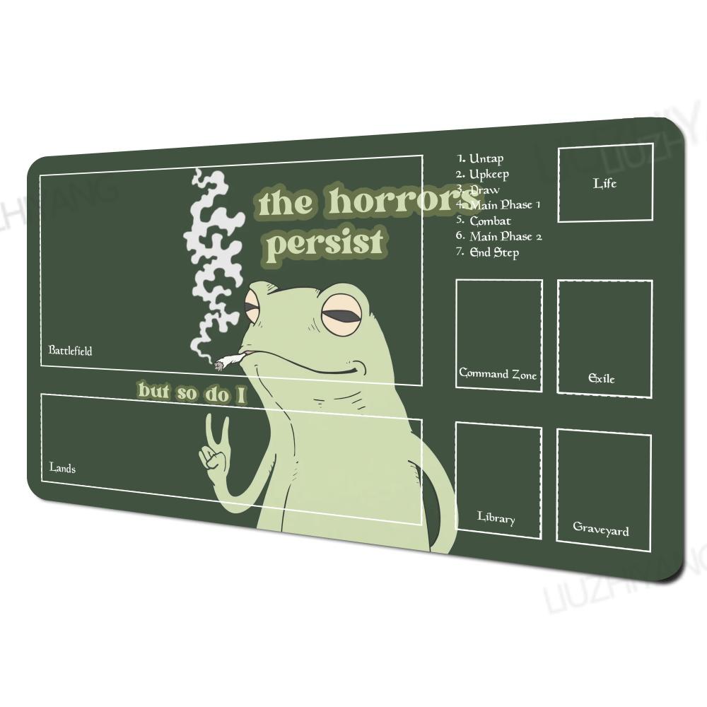 Cute Green Frog Mouse Pad 350*600 Card Desk Mat Large Computer Office Mousepad XL Anti-slip for MTG DTCG CCG RPG Trading Playmat