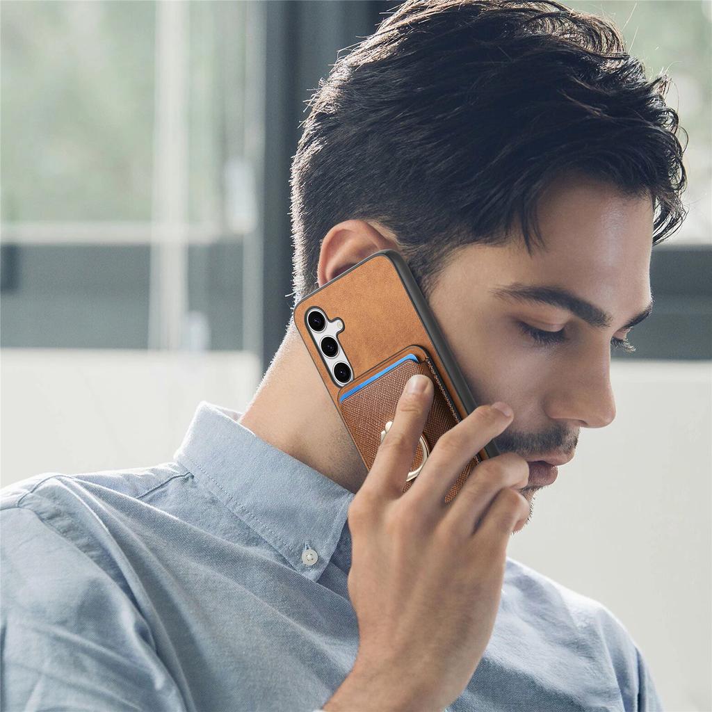 For Samsung Galaxy S25+ Magnetic Case Detachable Card Bag Leather Back Cover with Kickstand
