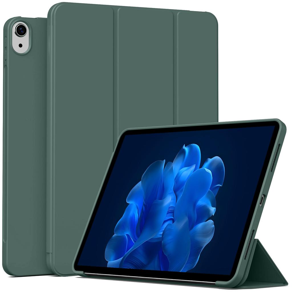 For iPad Air 4/5/6/7 Soft Silicone Case,For iPad 4th 5th 6th 7th Generation 2020 2022 2024 2025 PU Leather Flip Smart Cover