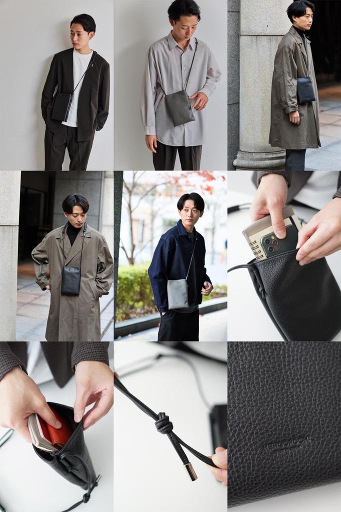 2 Room Shoulder Bag Genuine Leather Gray [Ergopok] HG-TC-RS-GY