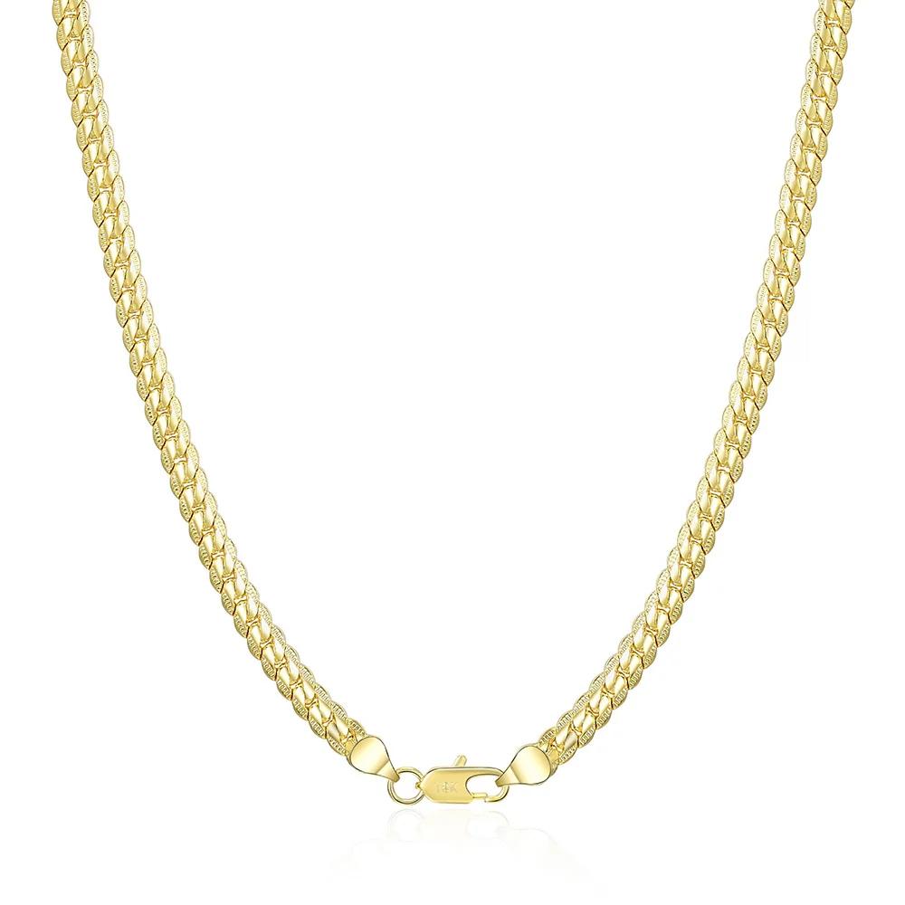 Lihong 18K Gold 18-24inch 45-60cm 5mm Full Side Chain Necklace for Women Men Fashion Wedding Party Charm Jewelry