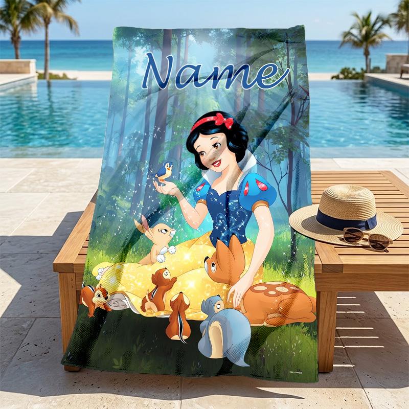Custom Name Forest Friends Stylish Digital Printing Beach Towel Quick‑Drying Absorbent Blanket for Beach Pool Gym Travel