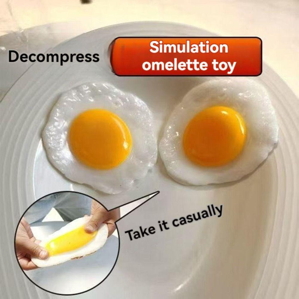 Simulation Design Soft Stress Toy Stress Relief Simulation Food Toy Fried Egg Fidget Toy  Kids