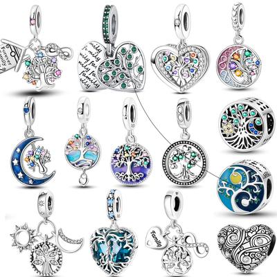 Tree Of Life Copper Cz Beads Charm Healthy Green Pendant Fit Drop Charms Bracelet Diy Women Original Jewelry