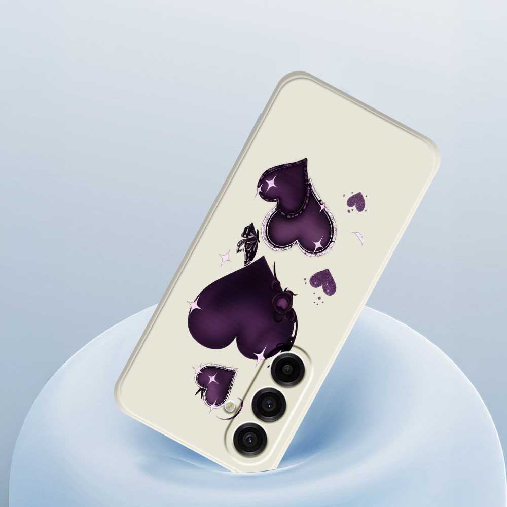 For Samsung Galaxy A17 5G Case Purple Love Pattern Printing Straight Edge TPU Phone Back Cover