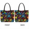  Colorful Geometric Pattern Tote Bag Casual Large Capacity Portable Shoulder Handbag for Daily Use