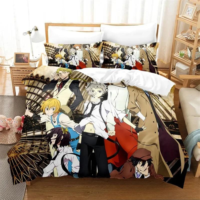 3D Printed Anime Bungo Stray Dogs Bedding Set Girls Boys Adult Single Twin Queen Size,Duvet Cover Pillowcase Bedding