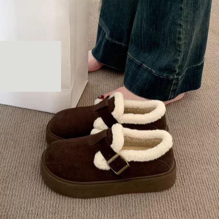 Thick-soled velvet Birkenstocks warm snow boots new winter Birkenstocks wool cotton shoes 35