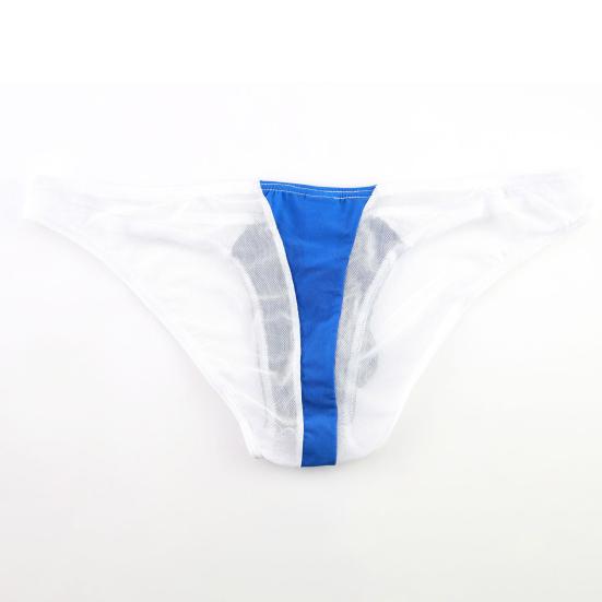 Men Briefs Low Waist Ice Silk Breathable Contrast Color Elastic Anti-septic Patchwork