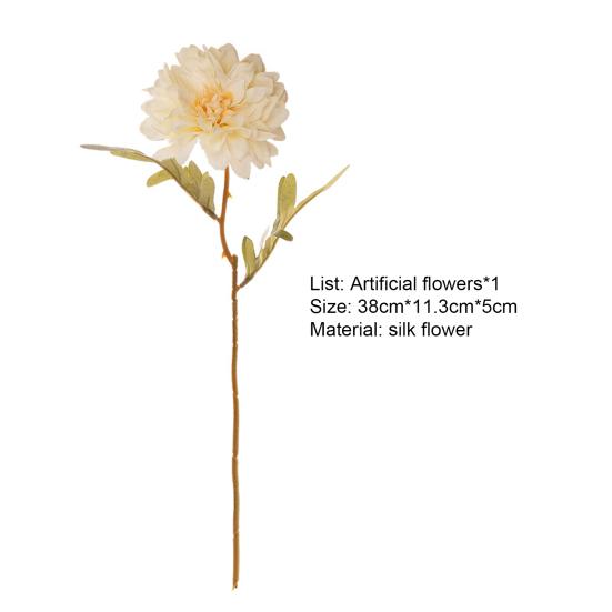 Artificial Flower Realistic Delicate Home Party Ornament Solid Color Fake Dahlias with Stem for Wedding Celebration