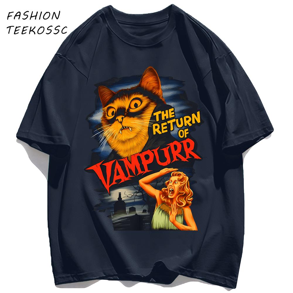 The Return Of Cat Print Men T Shirts AllMatch Soft Short Sleeve Hip Hop Fashion Summer Basics TShirt Unisex Cotton Loose Top