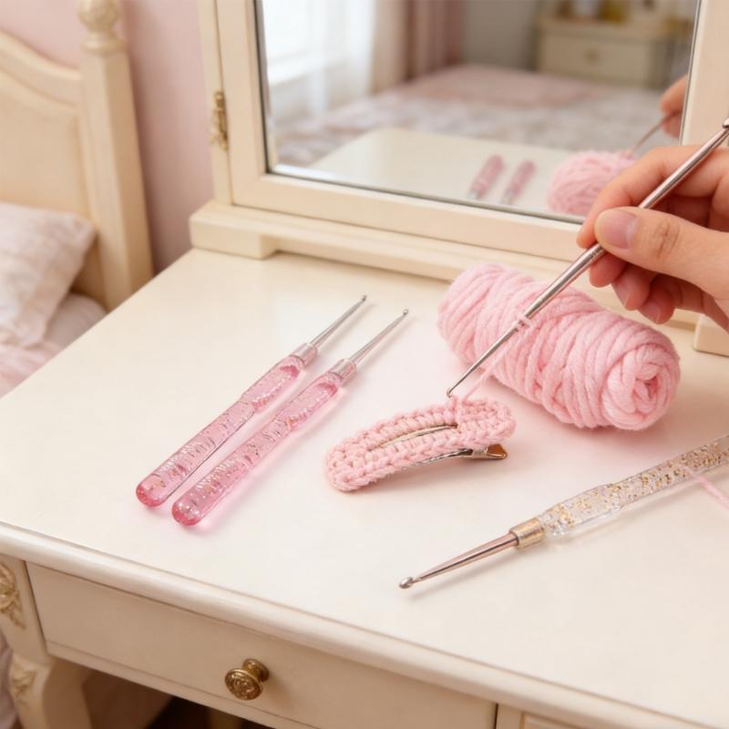 Multiple Size Crochet Hook Set with Gauges Storage Bag Ergonomic Handle Efficient Knitting Projects Solution