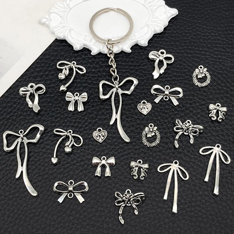 20Pcs Handmade Pendant With Bow For Jewelry Making Supplies Diy Charms Bracelet And Key Chain Accessories