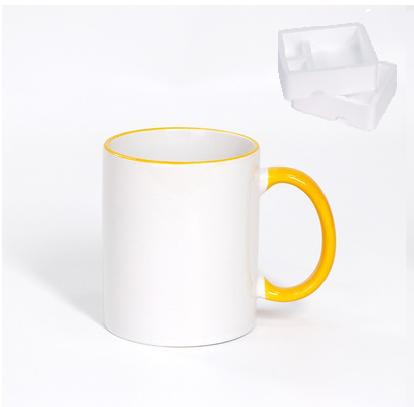 Blank Ceramic Mug with Color Handle, for Sublimation