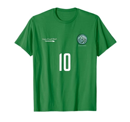 Green Saudi Arabia Sports Team Number 10 Arabian Flag Soccer T-Shirt