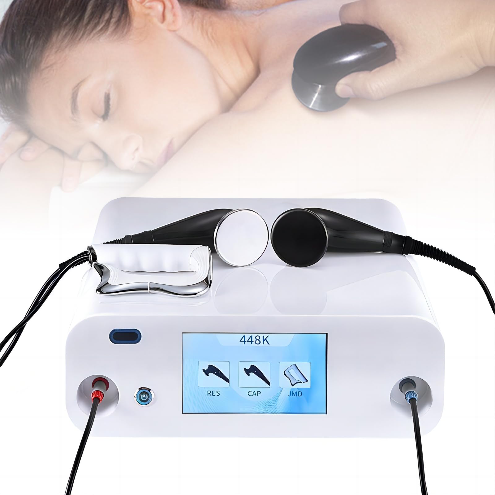 

448 кГц РЧ CET Аппарат для глубокой термотерапии - Облегчение боли, Измерение контуров тела, Уменьшение целлюлита и Снятие стресса тела белый