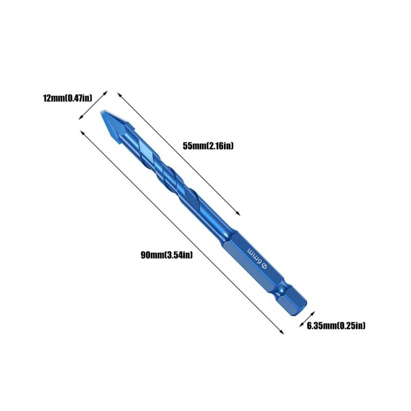 Pack Of 10 High Hardness Alloy Steel Masonry Drill Bits For Tile Glass Concrete Brick And Wood With Angled Head Design
