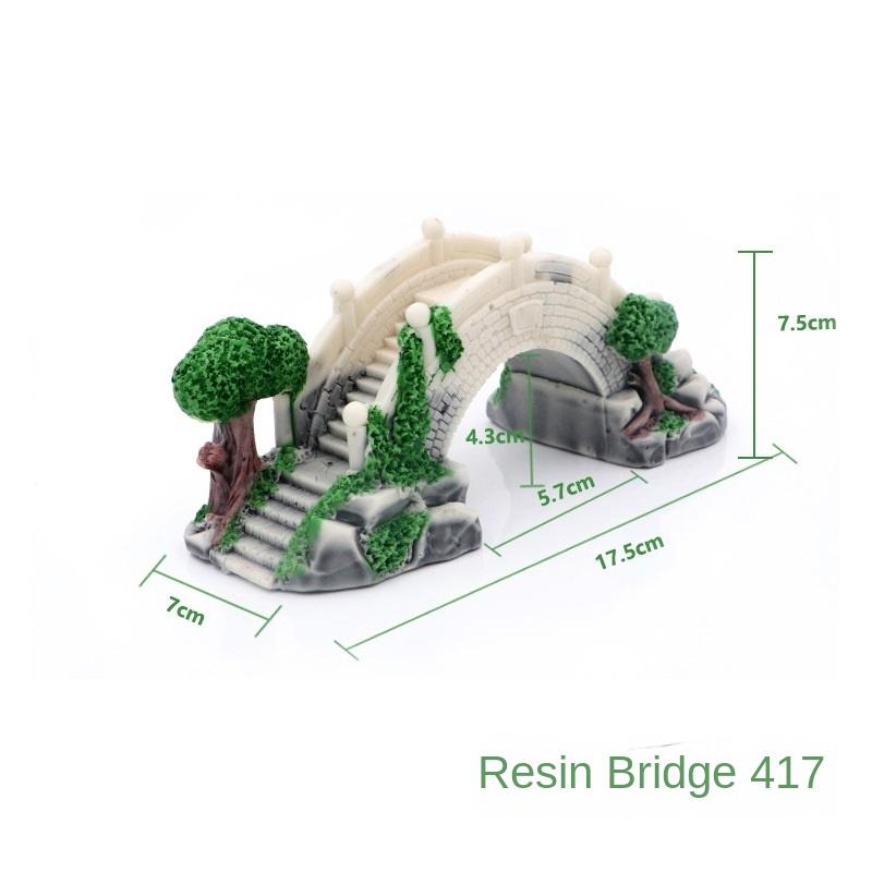 Fish tank landscaping resin desktop ornament rockery aquarium decorative stone house small bridge aquatic grass new Chineseretro