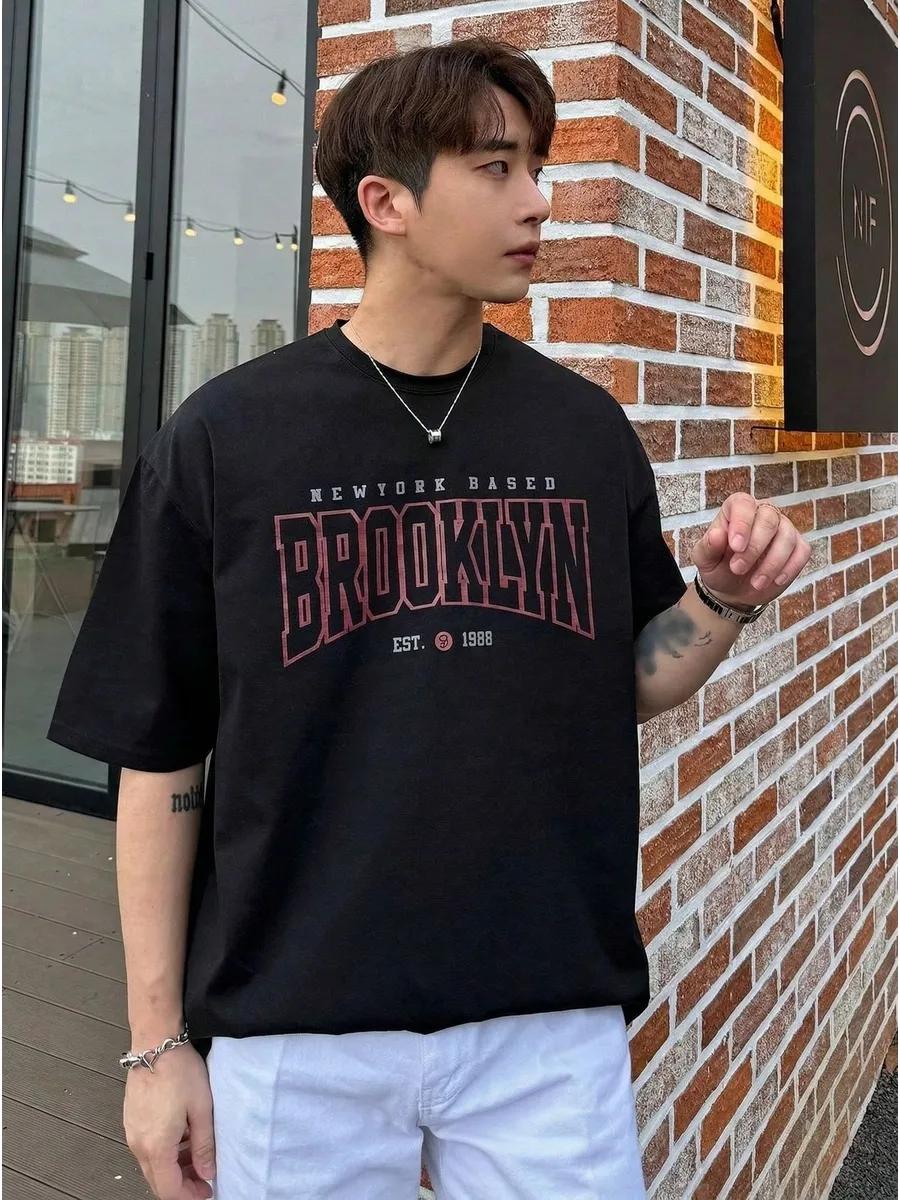 Oversized T-shirt with Brooklyn print 4XL