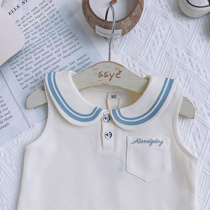 Girls' Summer Academy Style Two-Piece Set – Round Neck Short Sleeve Top and Breathable Skirt (CM0053)