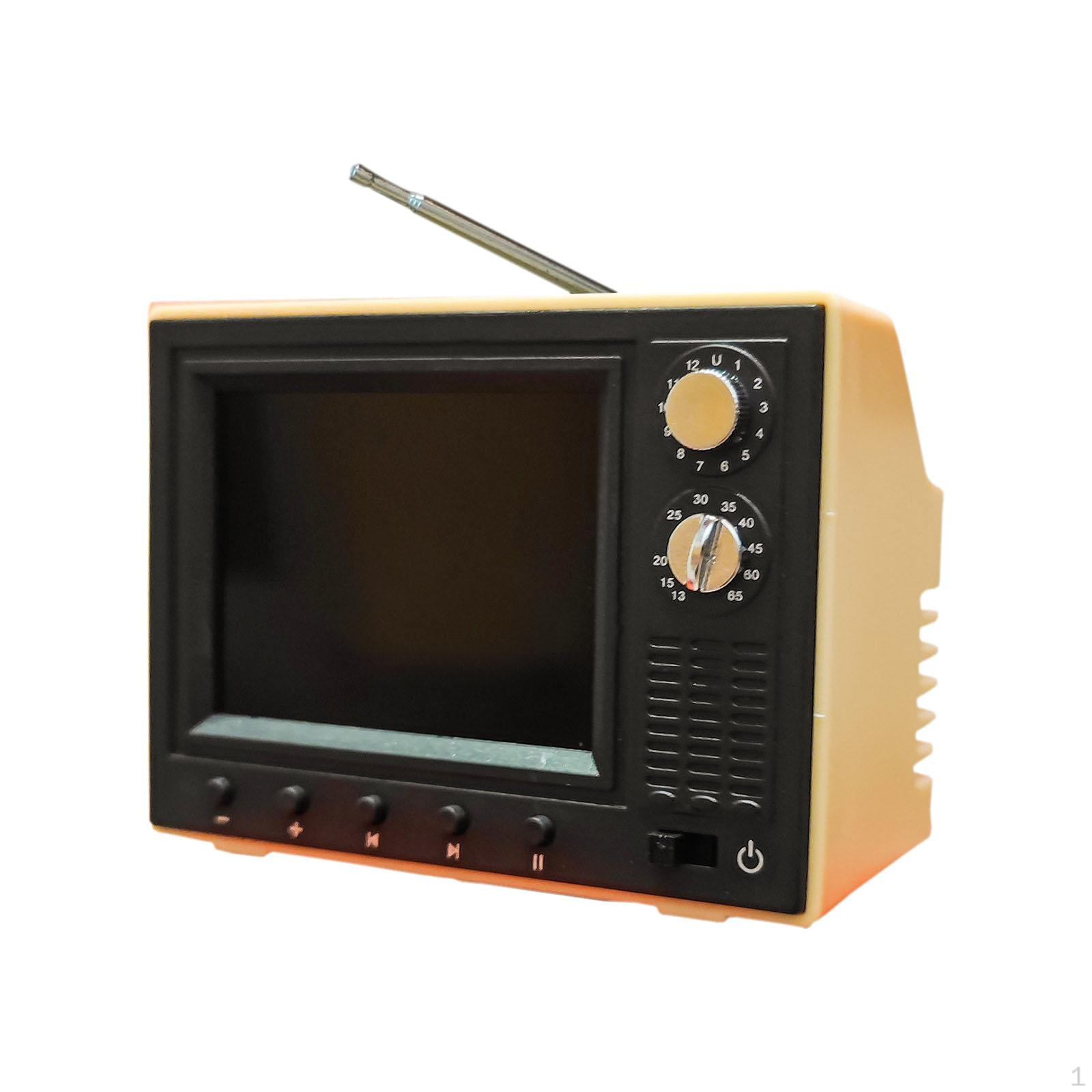 1/12 Dollhouse Mini TV with LED Screen Miniature Television Furniture Accessory MP4 Video Function жёлтый
