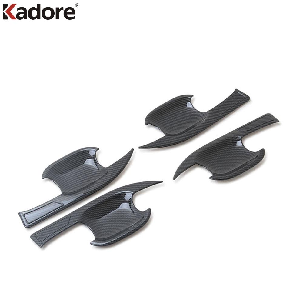 For Ford Focus      Carbon Fiber Car Door Handle Cover Trim Side Door Handles Bowl Cup Frame Accessories