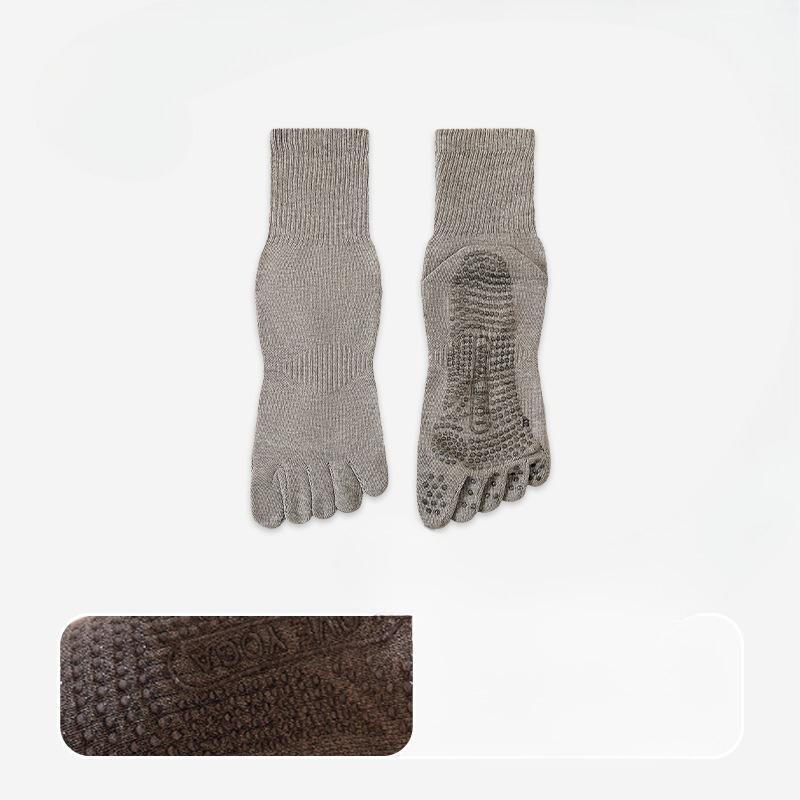 Herrhöst Bomull Svettabsorberande Silikon Halkfria Sport Fitness Pilates Yoga Femfinger Rörstrumpor