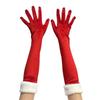 White Furry Cuff Christmas Gloves Plush Etiquette Mittens Red Velvet Long Gloves  Winter