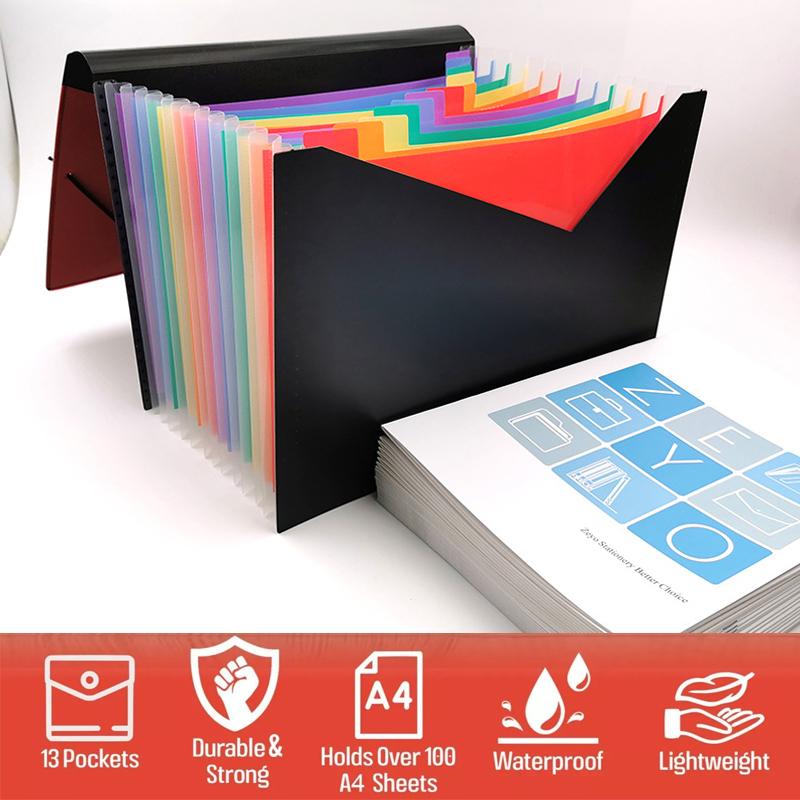 13 Compartments Multi-layer Office A4 Extension File Manager Plastic Durable Student Examination Paper Classification Folder