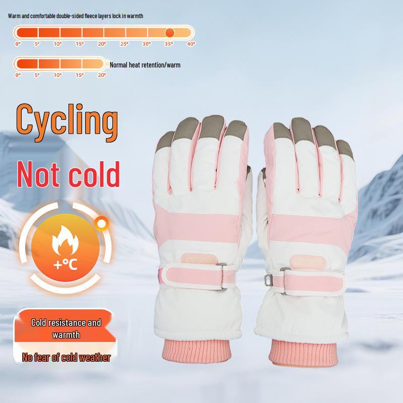 Thick Fleece Anti-Slip Mountaineering Gloves for Men & Women - Warm, Velvet-Lined, Winter Sports/Running
