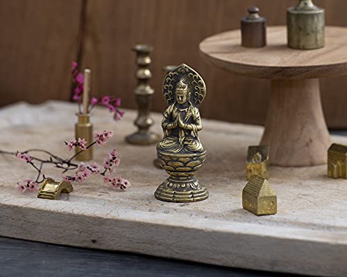 Buddhistische Statue Seishi Bodhisattva (klein, 6,8 cm, antikes Gold) von Bildhauer Keishu Watanabe. Originalmodell (im Jahr des Pferdes geboren). Zodiac Gu