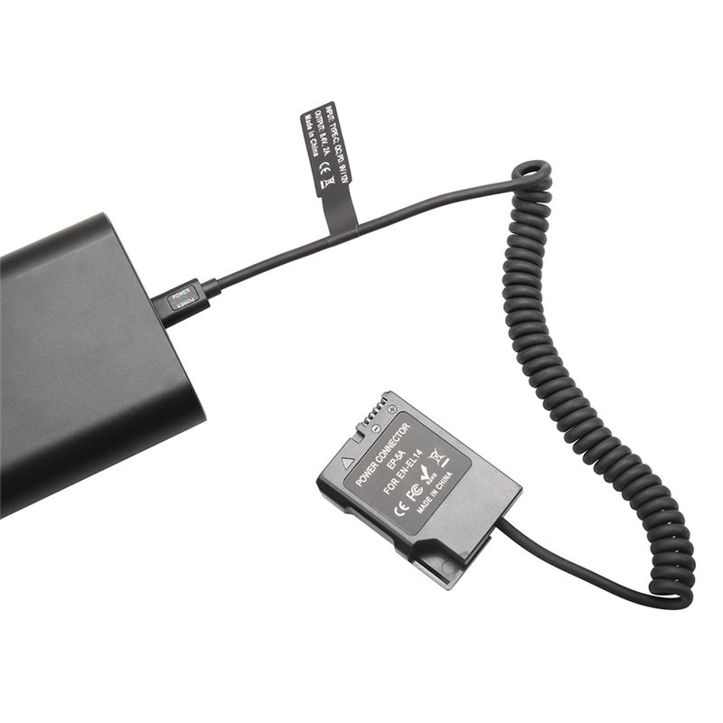 Top!EL14 Dummy Coupler Battery Type-C Spring Cable for D3100 D3500 D5100 D5200 D5300 D5600 P7000 P7100 P7700 P7800