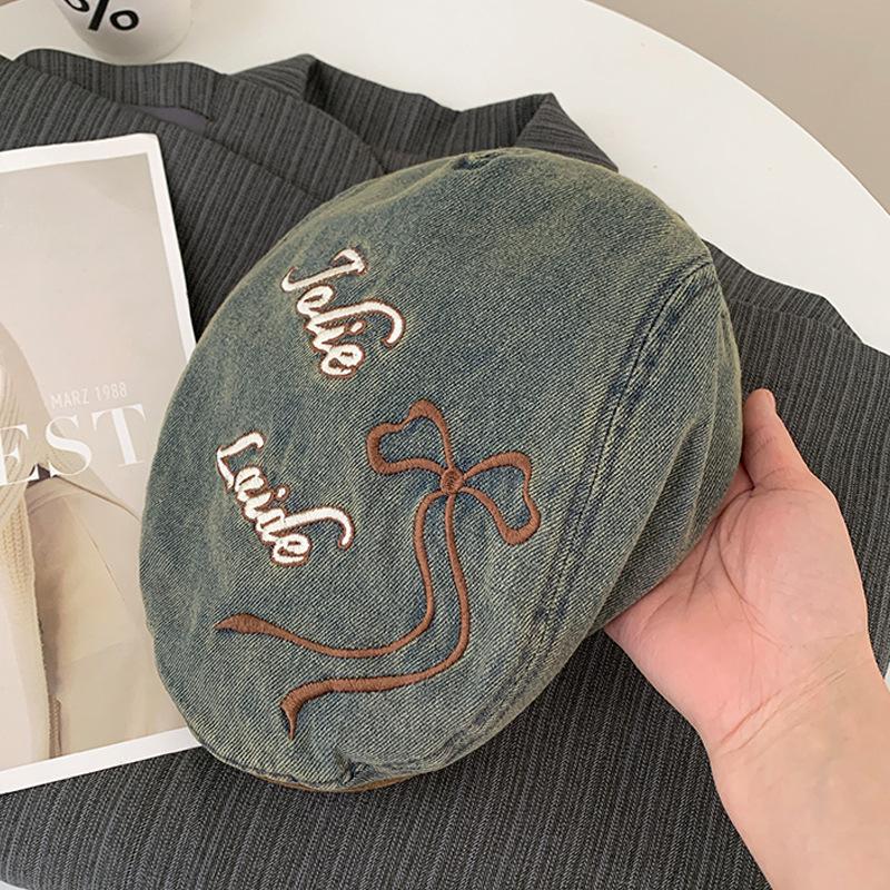 Hat women's retro washed cowboy hat big head circumference showing face small hat trendy hat