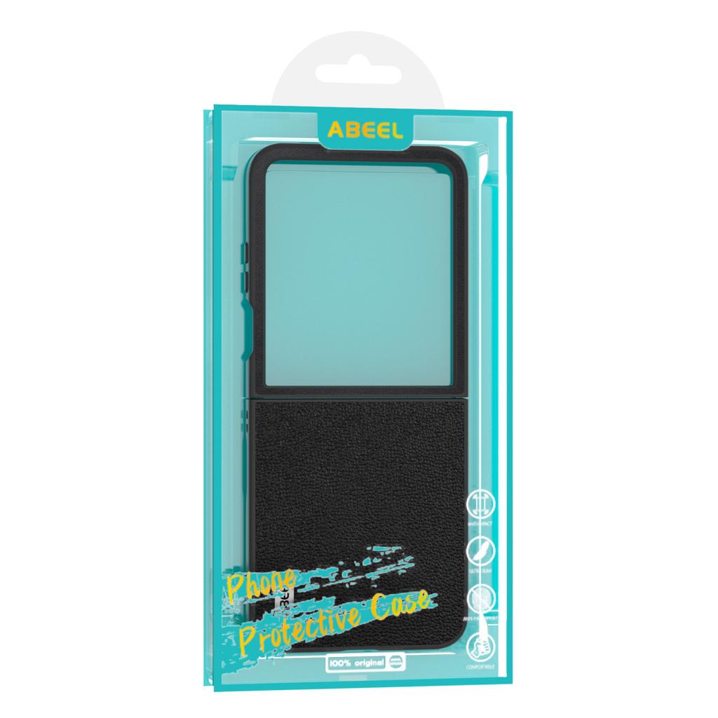 ABEEL For Motorola Razr 60 Ultra 5G Case Electroplating Genuine Cow Leather Coated PC Phone Cover